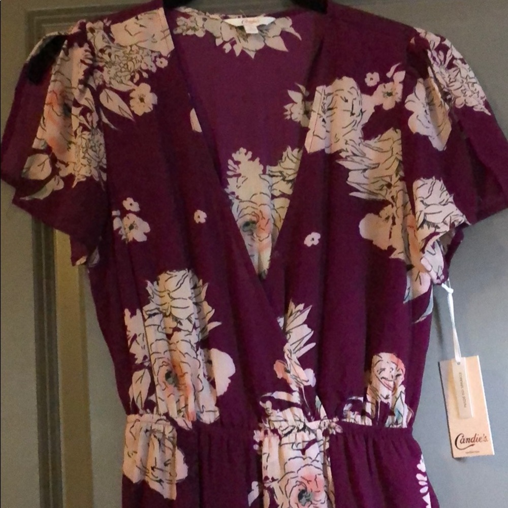 Purple floral romper maxi skirt/dress